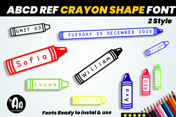 Abcd Ref Crayon Shape: A Creative Font for Classroom Labels & Beyond