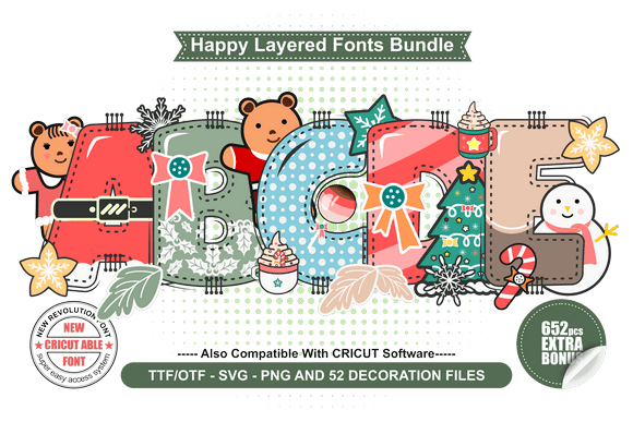 Happy Cristmas Bundle: A Layered Font for Festive Design Projects