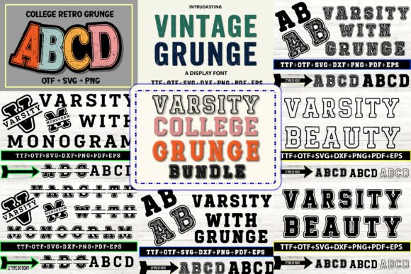 Unleash Creative Energy with Varsity College Grunge Bundle